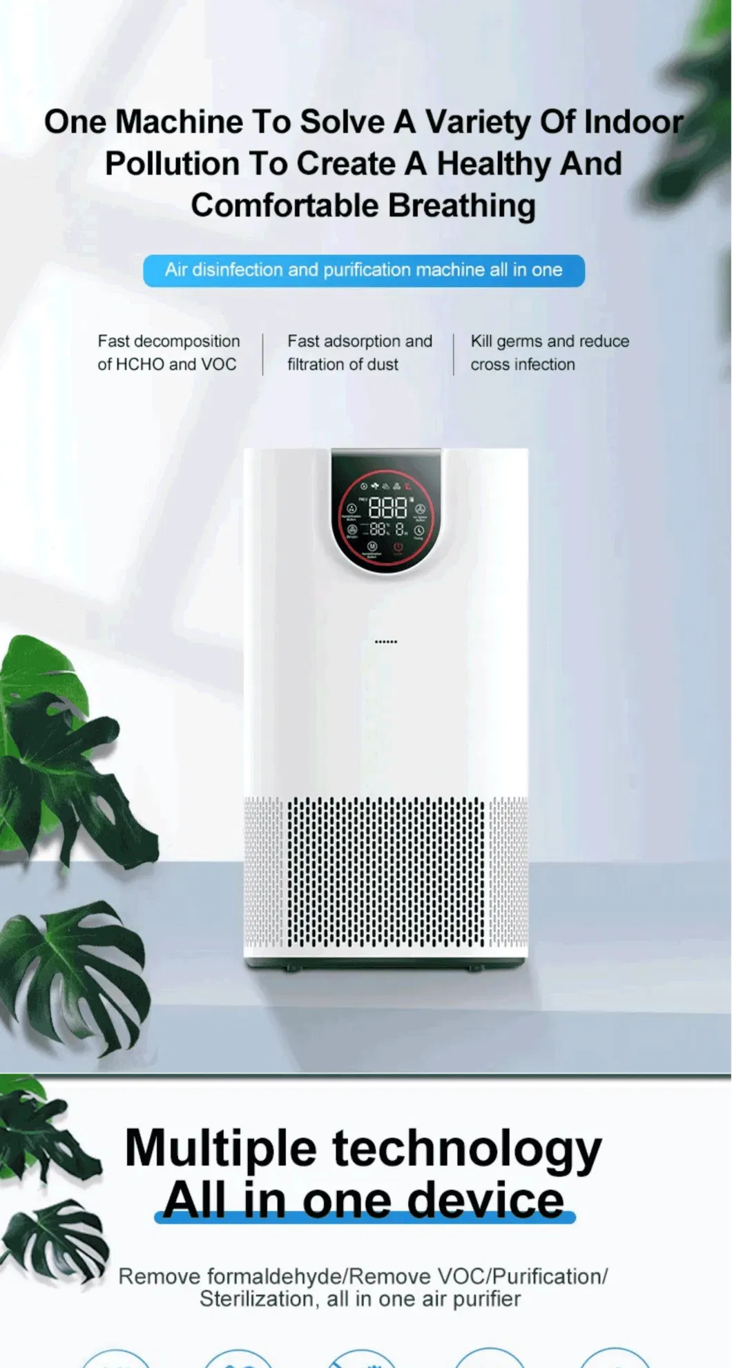 Small Room Remote Control Purification Air Enjoy Natural Ozone Hospital Grade UV Vehicle Anion Air Purifier for School