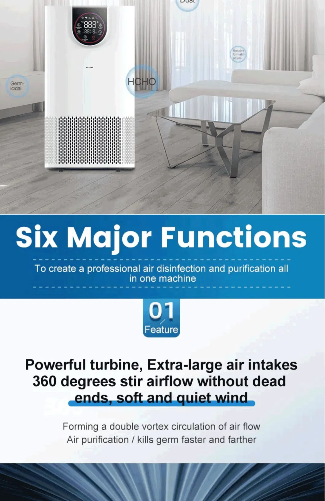 Small Room Remote Control Purification Air Enjoy Natural Ozone Hospital Grade UV Vehicle Anion Air Purifier for School