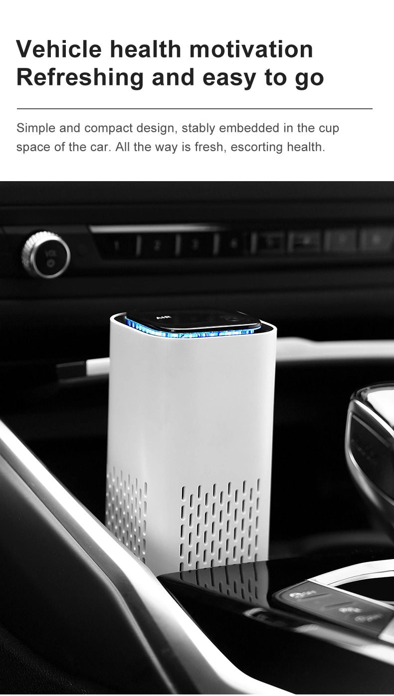 Mini Car Air Purifier Cleaner Portable Smart HEPA Filter Negative Ion USB